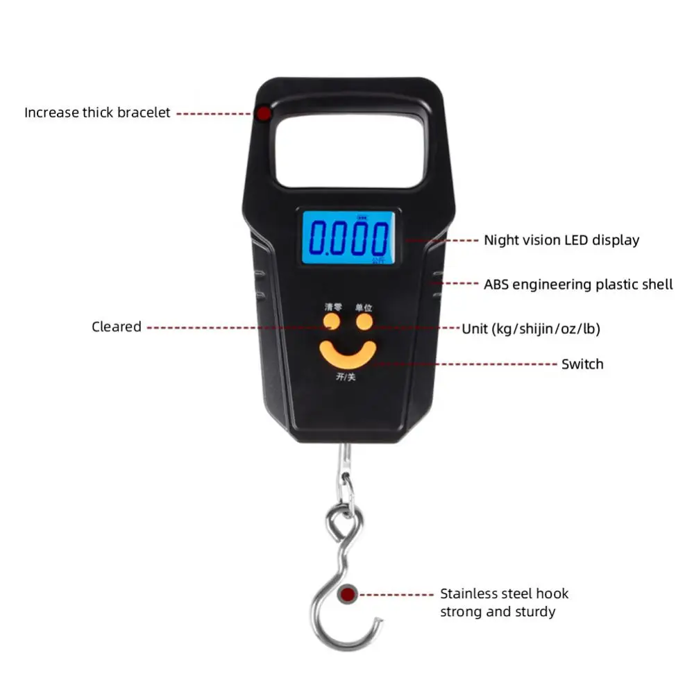 Fishing Scale 110 Pounds/50 Kg USB Charging BackLight LCD Display Electronic Balance Digital Hook Scale Portable Weighting Tool