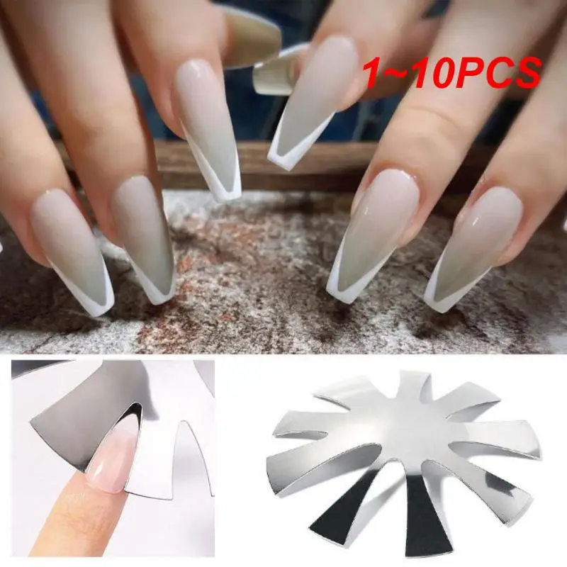 1 ~ 10 Pezzi Dimensioni French Smile Cut V Line Suggerimenti A Forma Di Mandorla Manicure Edge Trimmer Nail Cutter Acrilico Francese Nails Mold