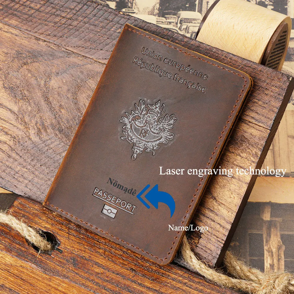 Personalized Genuine Leather Passport Cover and Travel Wallet
