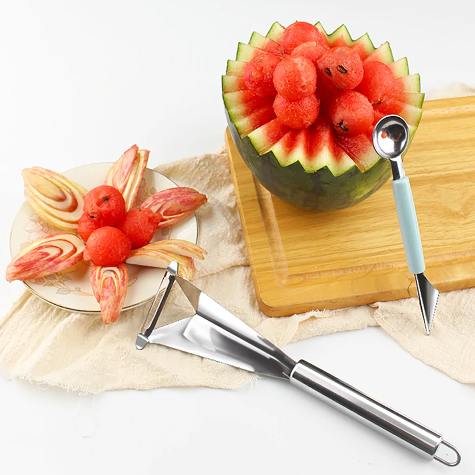 Stainless Steel Triangular Carving Tools for Apple Watermelon