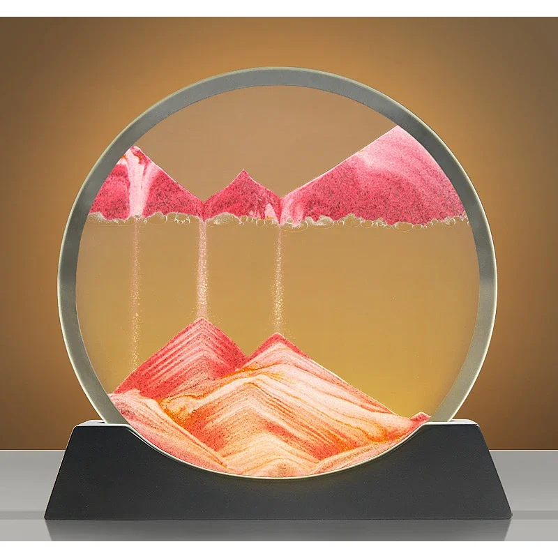Moving Sand Art Table Lamp with 3 Color Quicksand Night Light LED Hourglass Bedside Lamps Flowing Sand Painting Home Decor Gift