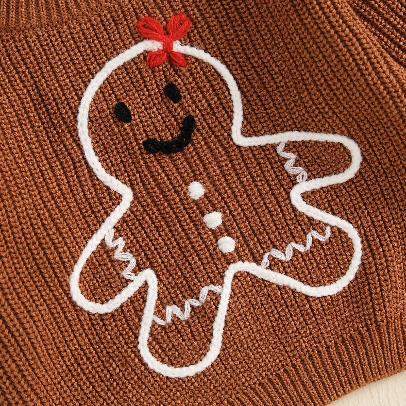 Winter New Baby Girls Boys Sweater Christmas Toddler Knitted Clothes Jumpers Gingerbread Man Crew Neck Long Sleeve Kids Pullover