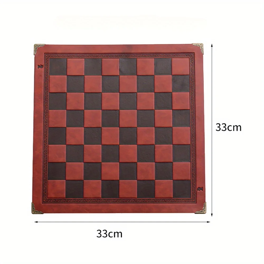 Red Green Stone Material, Stone Material, 32 Chess Pieces, Matched with Red Artificial Leather Board Game Toy, King Height 7.8cm