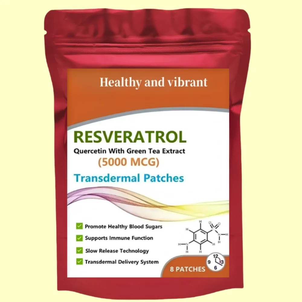 Resveratrol, Quercetin Con Estratto Di Tè Verde Resistenza Massima 5000 Mcg Patch Transdermica Formula Premium Antietà Antiossidante