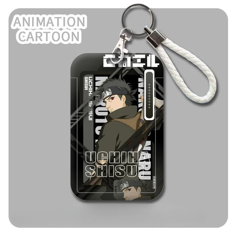 Naruto & Sasuke Cartoon Card Holder with Anti-Loss Case and Pendant