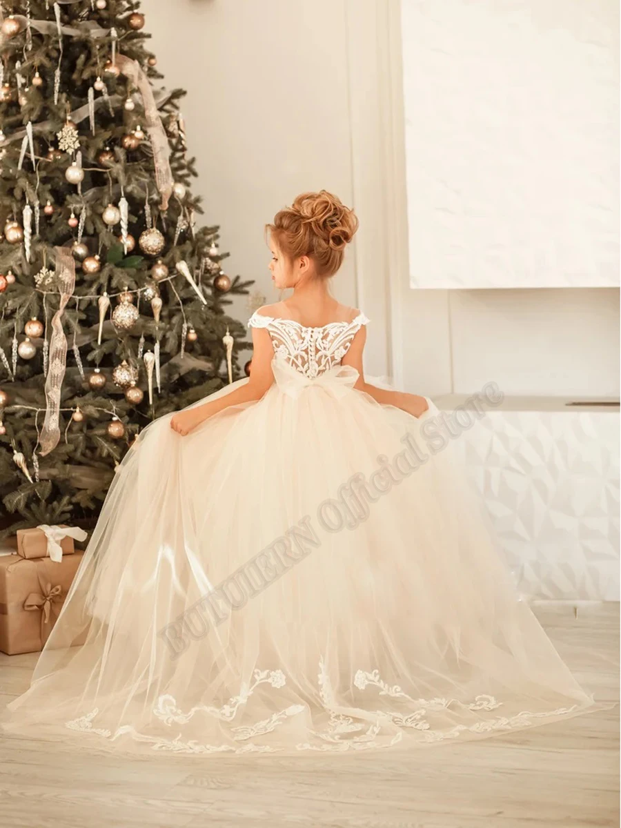 

Ivory Tulle Flower Girl Dresses Ball Gown Baby Girls Couture Birthday Wedding Party Dresses Costumes First Communion Customised