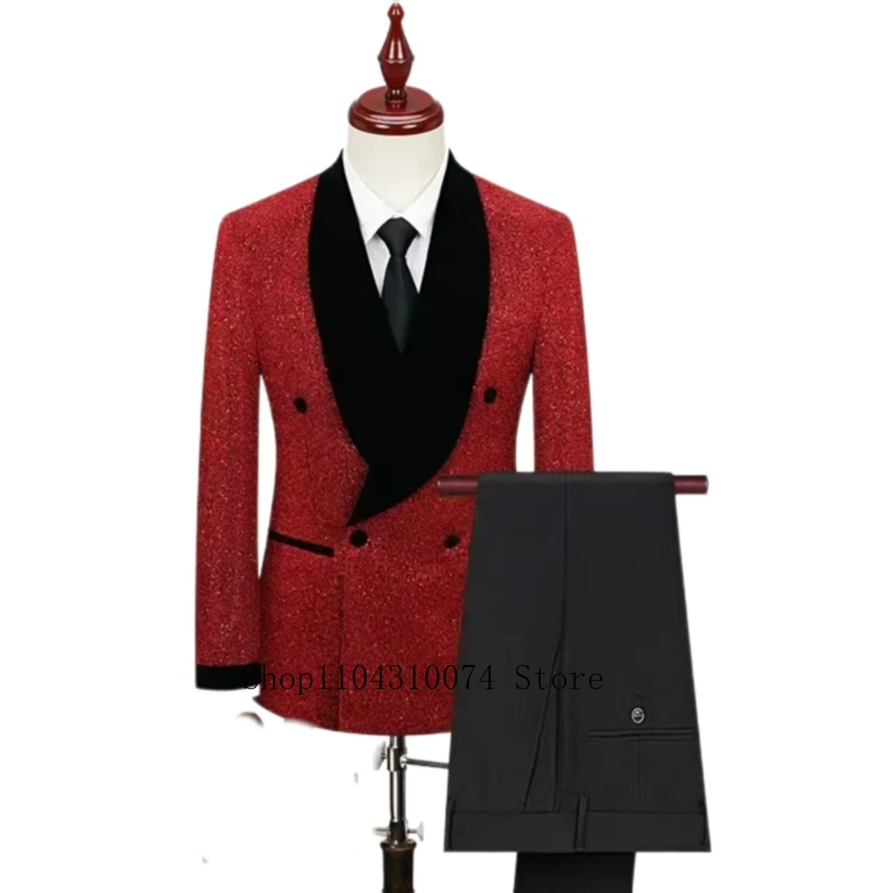 Full Men's Suits Sequin Blazer 2 Pieces Blazer and Pants Set on Demand Elegant Man Suit Stage Costume Summer Beach