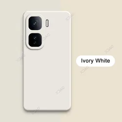 Luxury Dual Layer Cellphone Case with Camera Protection - Soft Square Liquid Silicone Cover for IQOO Neo10 China (Ivory White)