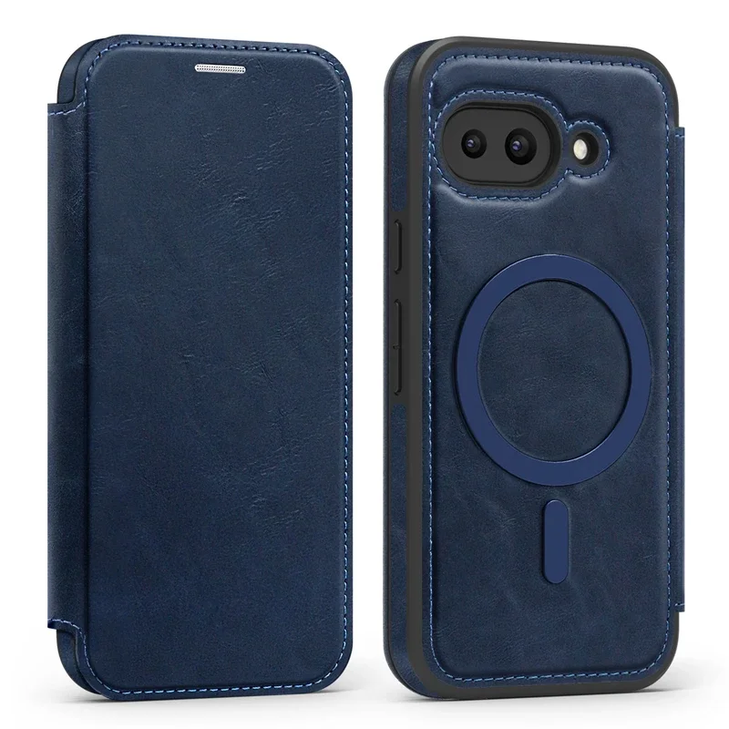 Magnetic Leather Flip Wallet Card Holder Case with Magsafe Compatibility