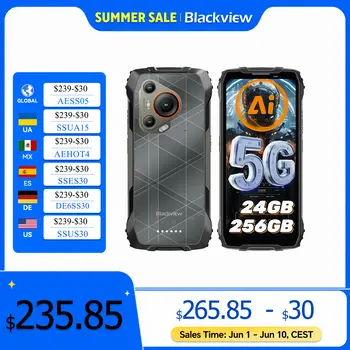BLACKVIEW BL7000 5G AI Rugged Phone Deepseek GPT Android 15 Smartphone, 6.78" HD+2.4K Display 120Hz, 8GB RAM 256GB, 7500Amh