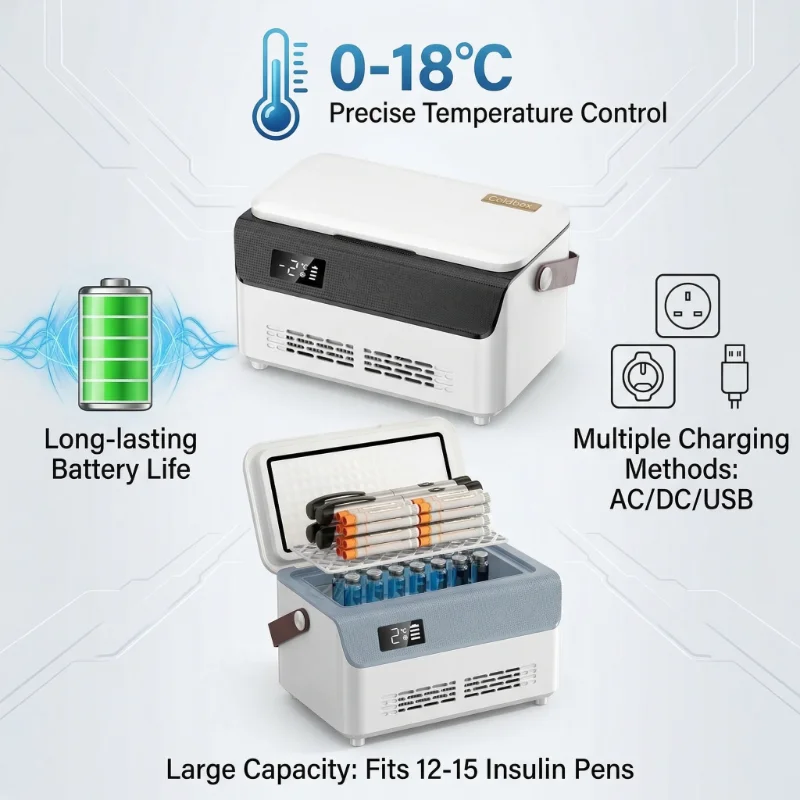 Portable Insulin Refrigerator With Upper And Lower Double-layer Design Mini Intelligent Rapid Cooling With Battery USB Charging 1