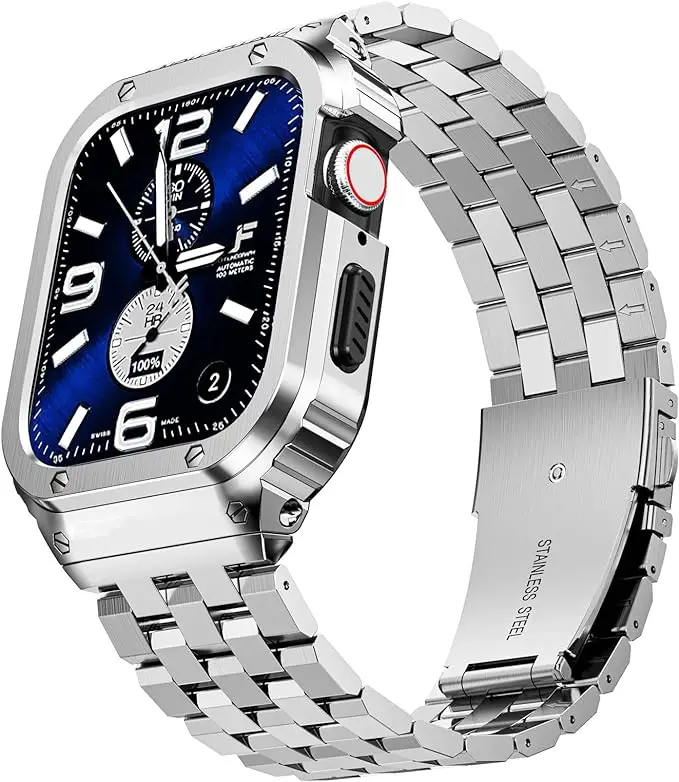Premium Stainless Steel Case with Band and Rugged Metal Protector
