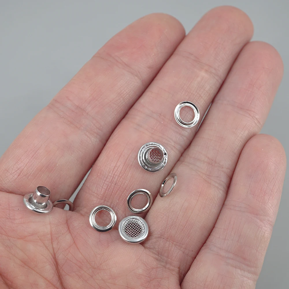 Silver Mesh Eyelet Round Grommet Brass Material (8mm * 4mm * 5mm-Outer diameter Inner diameter Height)
