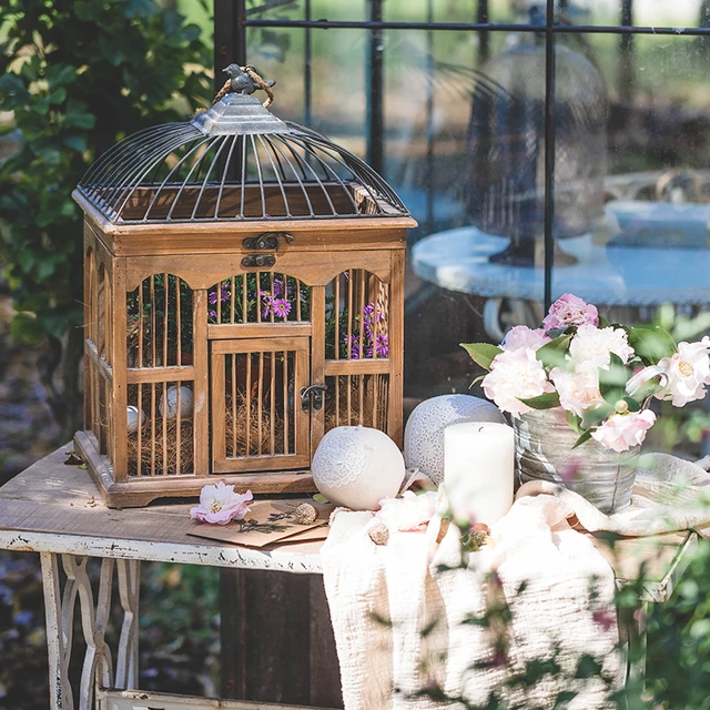 Decorative Bird Cage Wooden Home And Garden Ornament