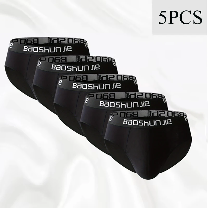 5 Pieces Cotton Men's Underwear Black Comfortable Breathable Simple Fashion Men's Briefs Sports Casual Underwear Combination