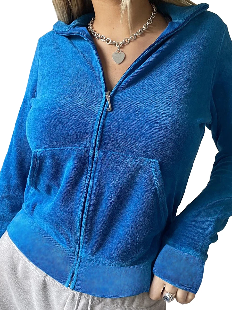 

Женские винтажные толстовки с капюшоном, однотонные свитшоты на молнии с воротником с лацканами, зимнее облегающее пальто с длинным рукавом