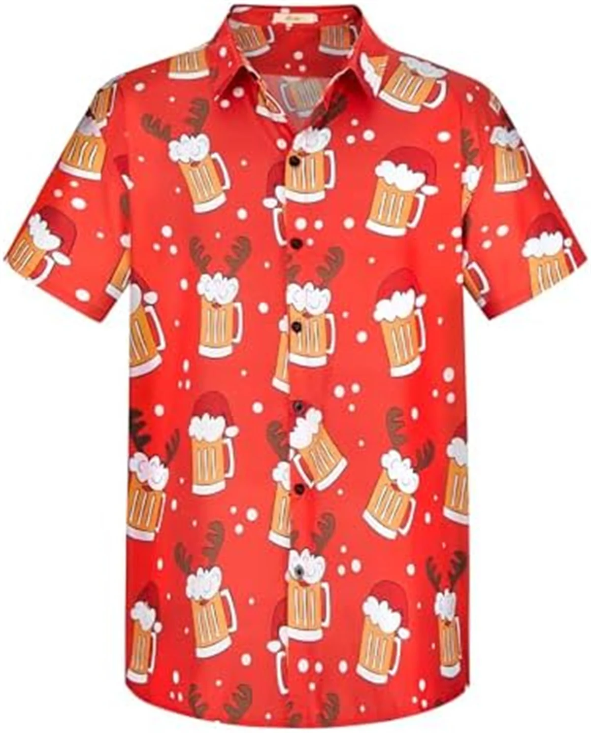 Christmas shirts Hawaiian men's shirts, printed men's casual short-sleeved shirts Hawaiian style shirts men's cardigan tops