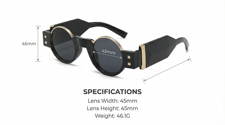 Kleine Runde Steampunk-Sonnenbrille für Herren 2026 Luxusmarke Vintage Retro Punk Sonnenbrillen für Autofahren und Outdoor-Aktivitäten UV400-Schutz – Detail 8