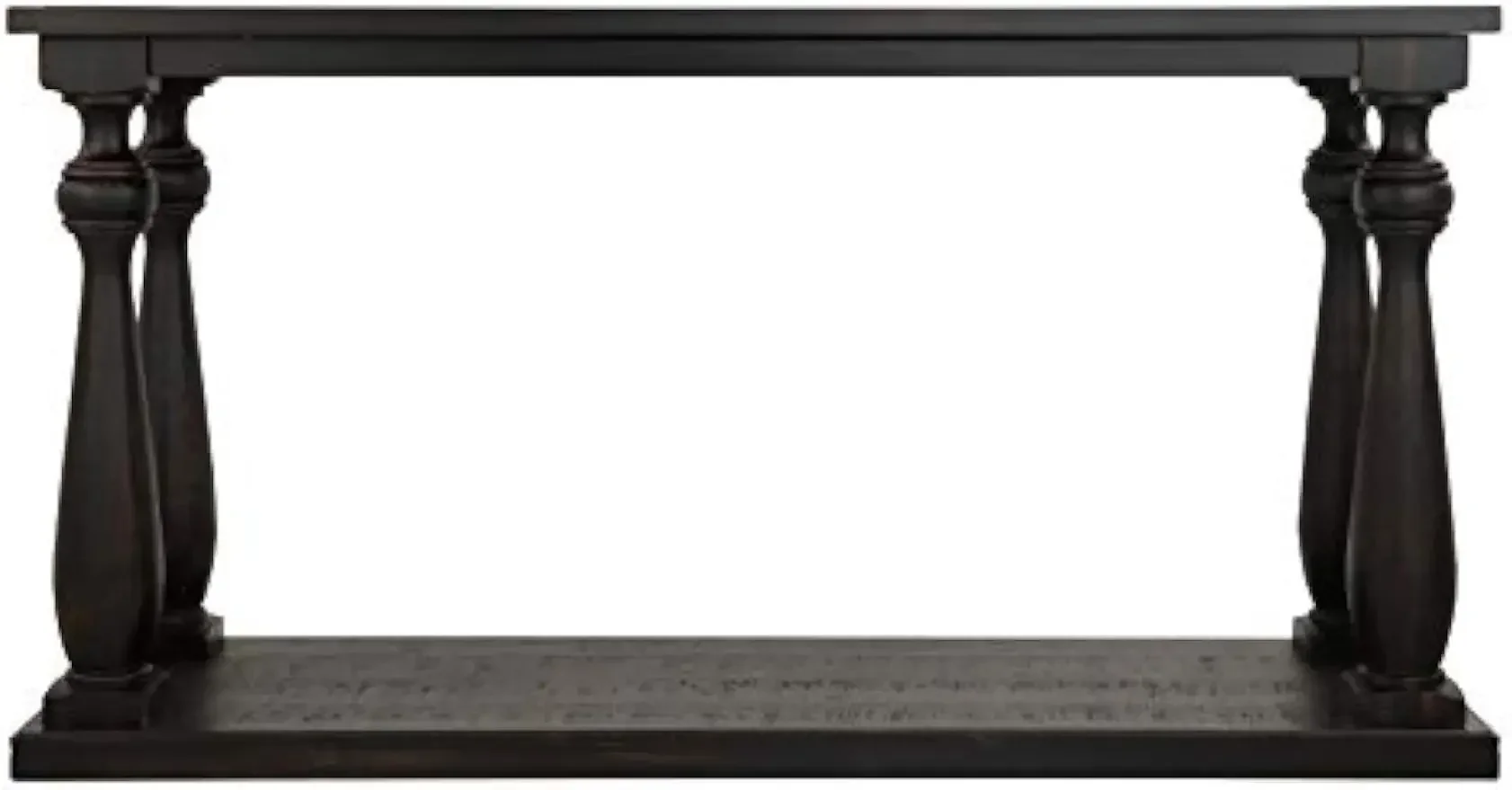 Rectangular Sofa Table with Floor Shelf, Black Rustic Cottage, Signature Design