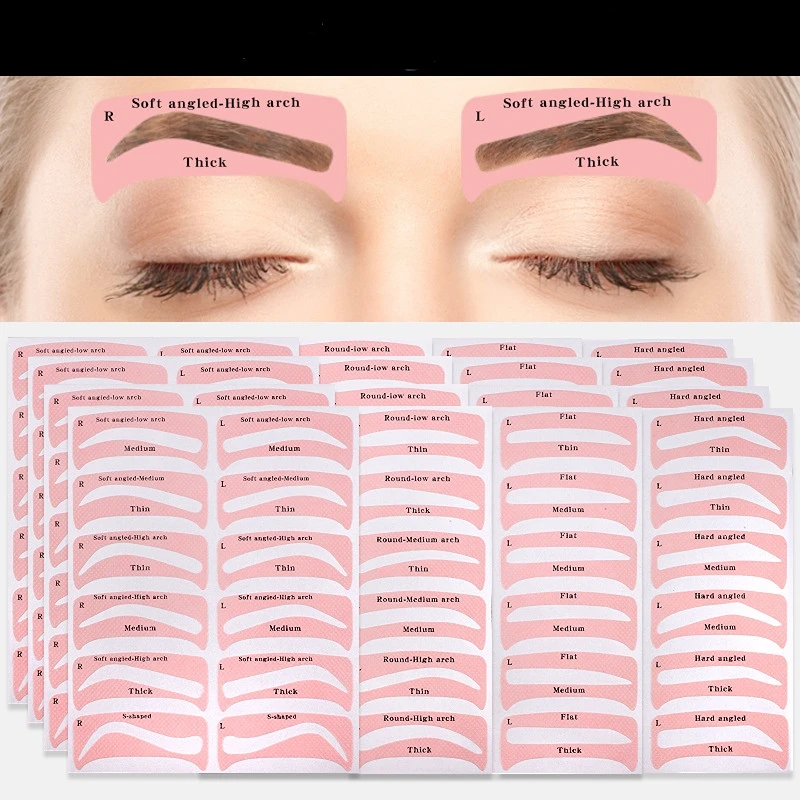 

4 Sheet/set Reusable Eyebrow Shaper DIY Eyebrow Stamp Sticker Card Eye Makeup Stencils Ruler Brow Definer Shaping Tool 2023 New