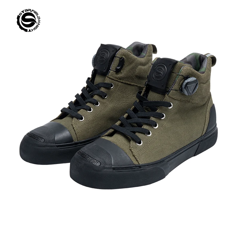 Star Field Knight Green Retro Motorcycle Riding Shoes Comfortable Breathable Hard Protection Wear-resistant Motocross Race Boots motorcycle shoes motorcycle boots