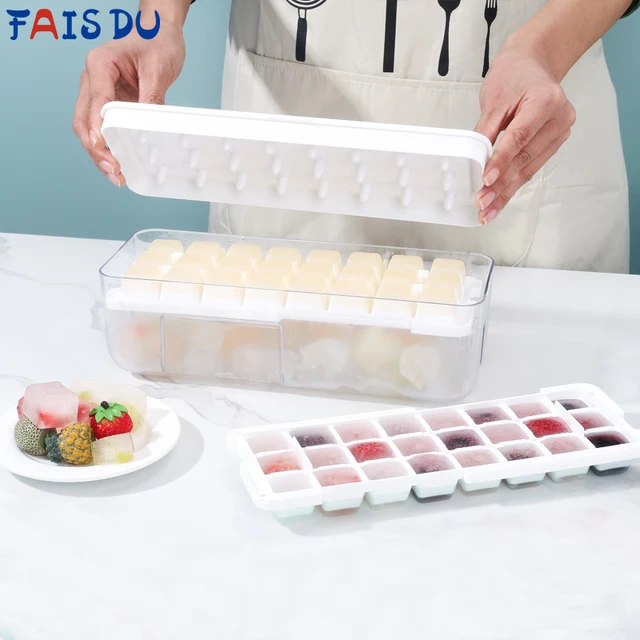 Metal Ice Tray Rack Freezer Ice Cube Tray With Lid And Storage Box Easy  Release 24Pieces Single Layer Ice Coffee Set - AliExpress