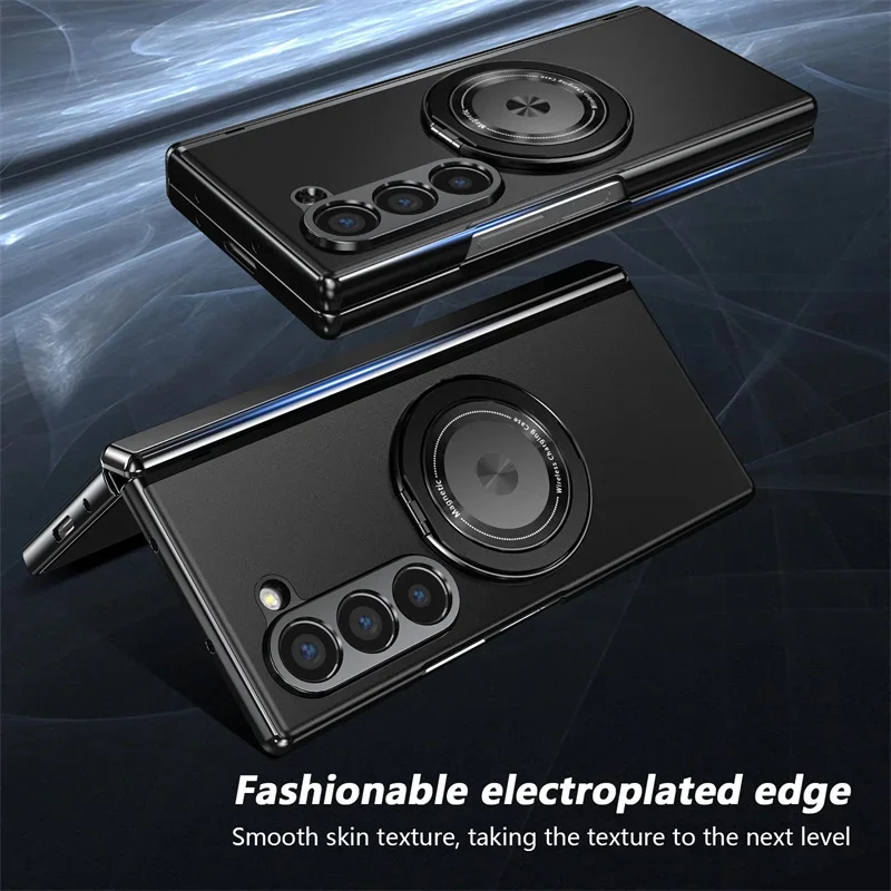 Premium Rotating Magnetic Car Holder Phone Case with Hinge Protection and Metal Alloy Back Cover