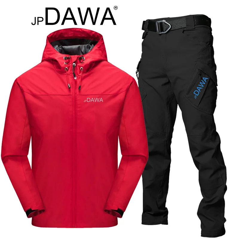 jp Dawa Fishing Jacket Men's Spring and Autumn Tactical Pants Hooded Windproof and Rainproof Mountaineering Fishing Suit Set