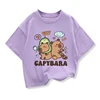 2025 New Kids Shirts Capybara Printed Cartoon T Shirt for Girls Summer Animal Printing Boy T Shirt Tops Tees Children Clothes 4