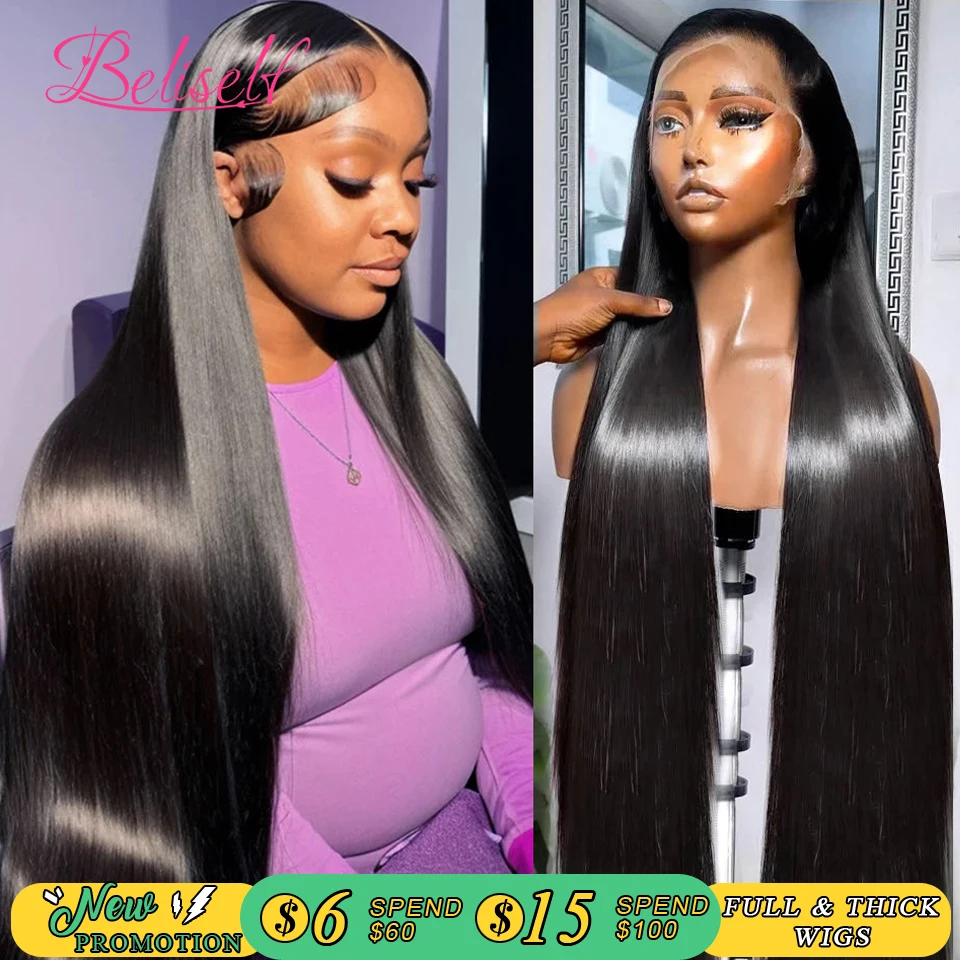 HD Transparent Lace Front human hair wig 13x4 13x6 Straight Frontal Wig Pre Plucked 5x5 HD Lace Closure Beliself Hair