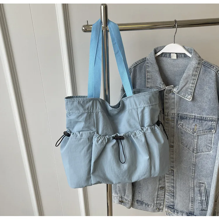 Large Capacity Tote Bag Fashion Shoulder Canvas Bag Work Commuting Bucket Bag