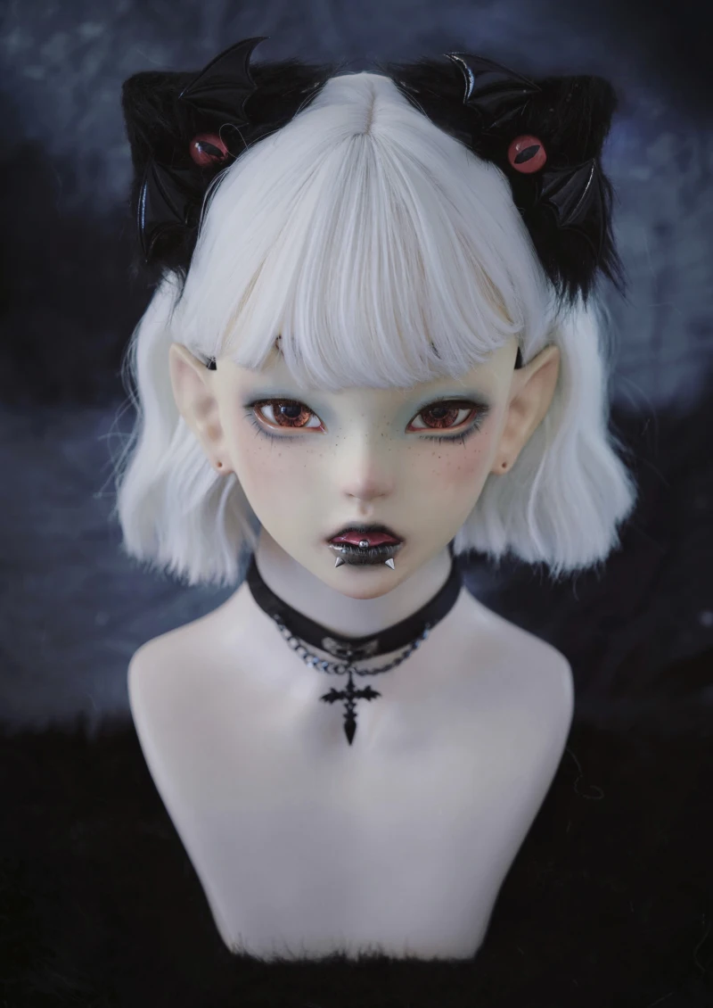 Halloween Gothic Punk Black Cat Ear Demon Eye Handcraft Anime Cosplay