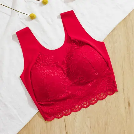 thumbnail image 1 of Sujetador de mujer sexy de encaje de talla grande de una pieza Bralette Top hace que los pechos grandes parezcan más pequeños Push Up Lencería femenina, 1 of 5
