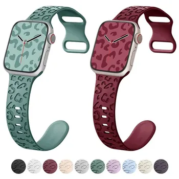 애플 워치 밴드용 스트랩, 꽃 각인 팔찌, Correa IWatch 시리즈 9 7 SE 6 8 Ultra 2, 44mm, 42mm, 41mm, 40mm, 45mm, 49mm, 44mm