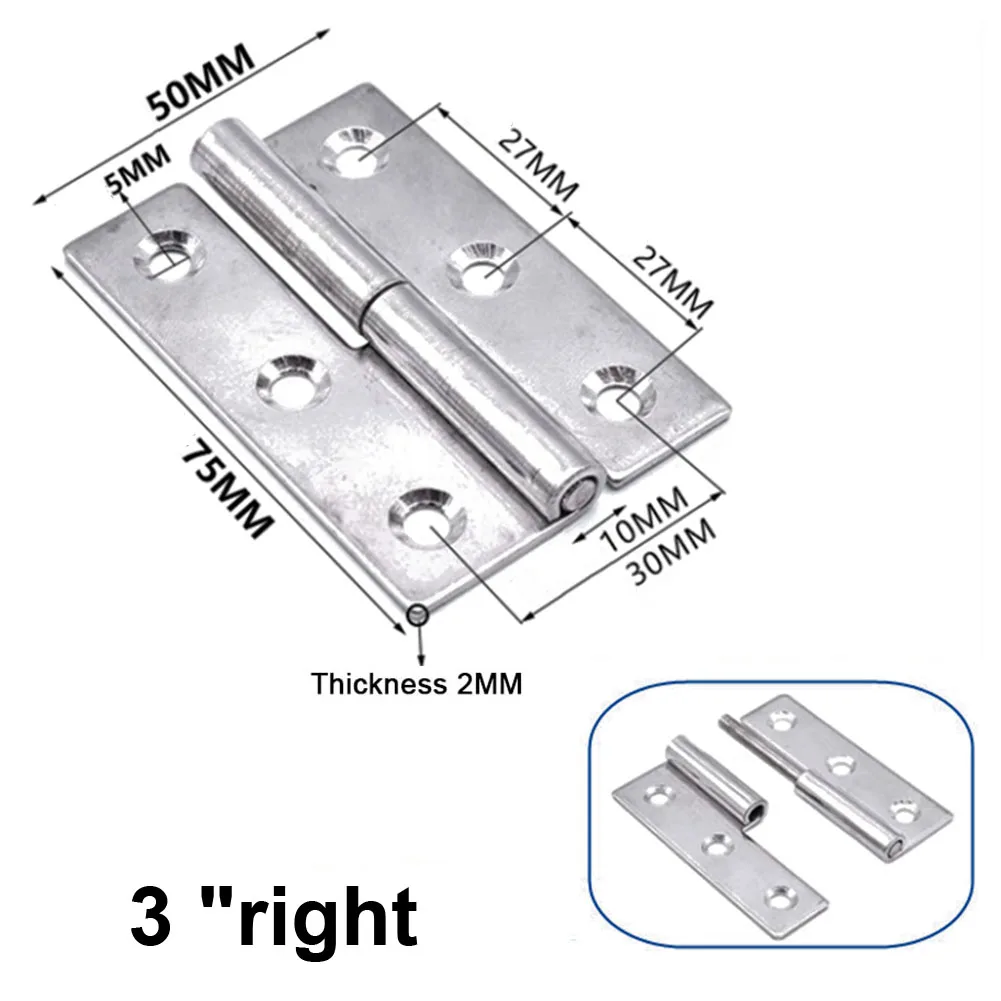 Detachable Hinges Stainless Steel 2/2.5/3/4inch Joint Flag Lift Mechanical Equipment Hinge Removable Marine Hardware Accessories