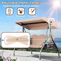 3 Seat Outdoor Porch Patio Swing 800lbs 2-in-1 Patio Swing Glider Chair with Adjustable Canopy & Removable Cushion Outdoor Adult 2