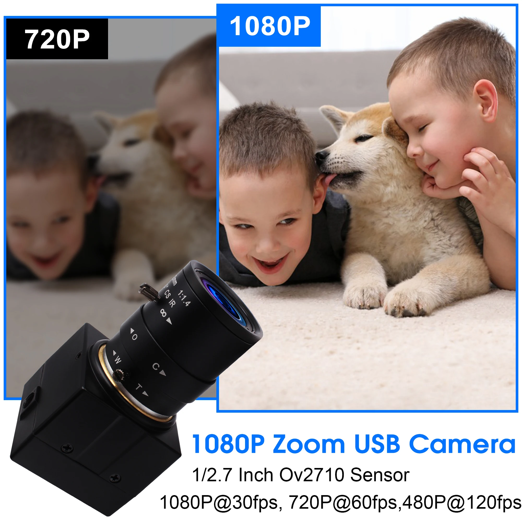 PC Webcam Full HD 1080P USB Varifocal CS Lens High Speed For PC Computer Laptop