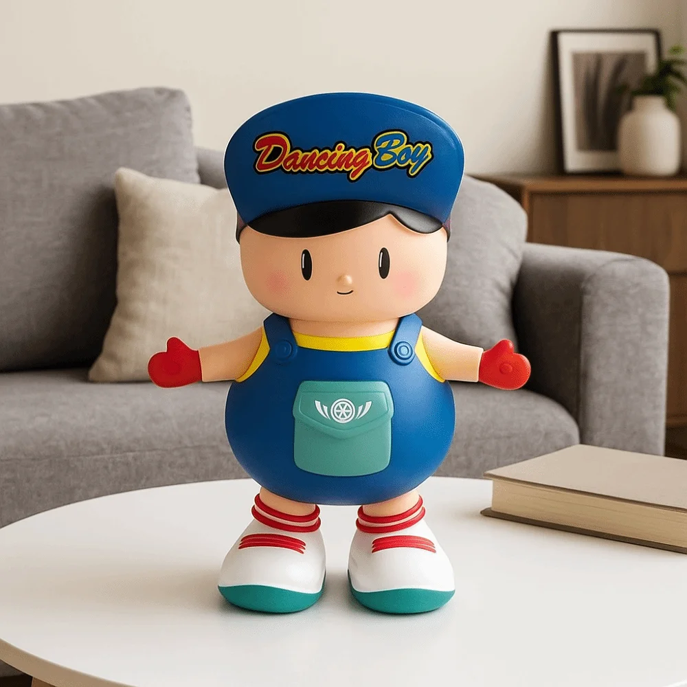 LED 춤추는 소년 피규어 장난감, 조명 포함 플라스틱 춤추는 스윙 소년 시뮬레이션 음악 어린이 전자 장난감 용