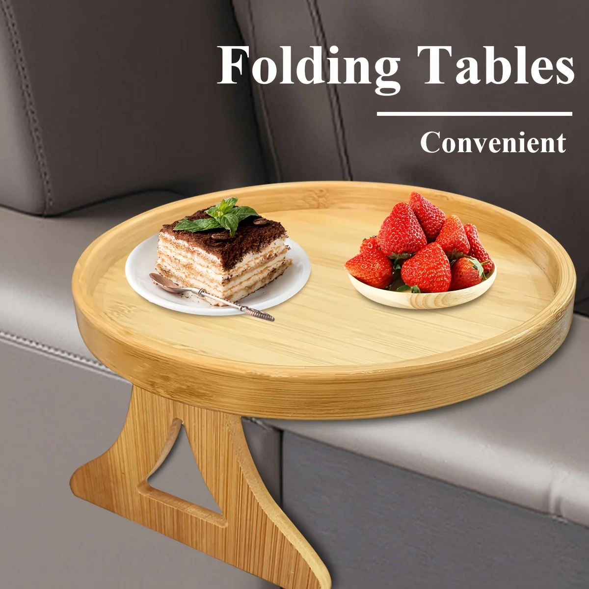 Sofa Tray Table Clip-On Tray for Remote Control Coffee Snacks