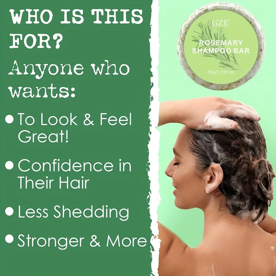 GZE Rosemary Hair Strengthens Shampoo Bar: Cleanses and Helps Strengthen Weak and Brittle Hair 5