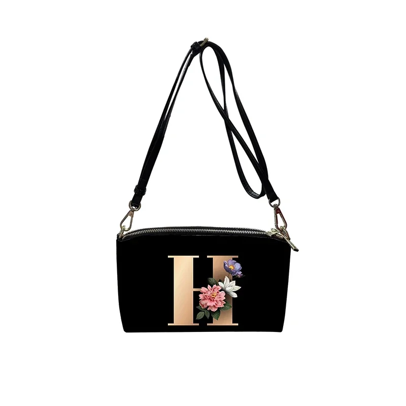 Personality Art letter flower PU Crossbody Bag 2023 New Women's Fashion Shoulder Bag Minimalist Small Square Bag for Women