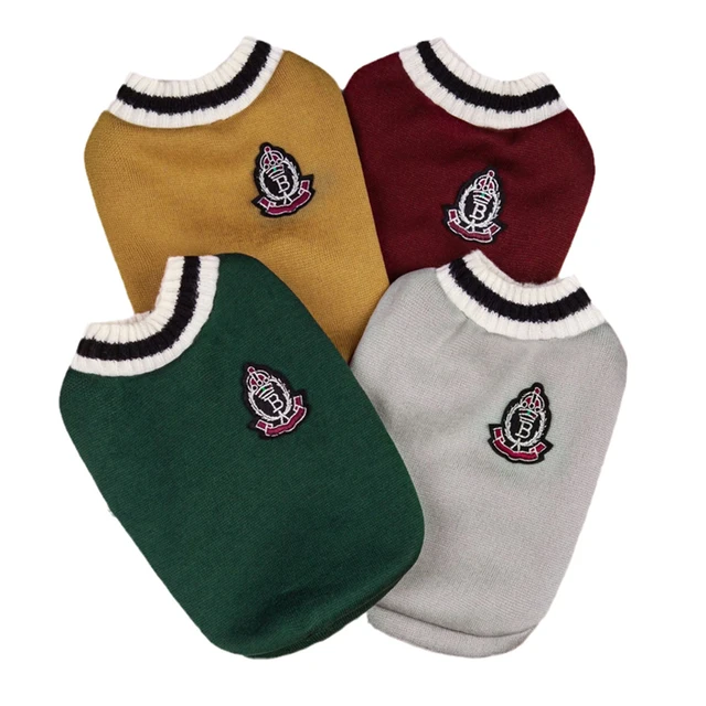 For Small Dogs Puppy Vest Clothes Kitty Jacket Outfits Winter Warm Pet Dog Sweater College Style V-neck Puppy Knitwear 6