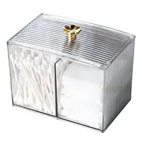 Clear Plastic Cotton Swab Holders Cotton Ball Container Vanity Organizer Makeup StorageBox Dispenser Jars with Lids for Bathroom 1