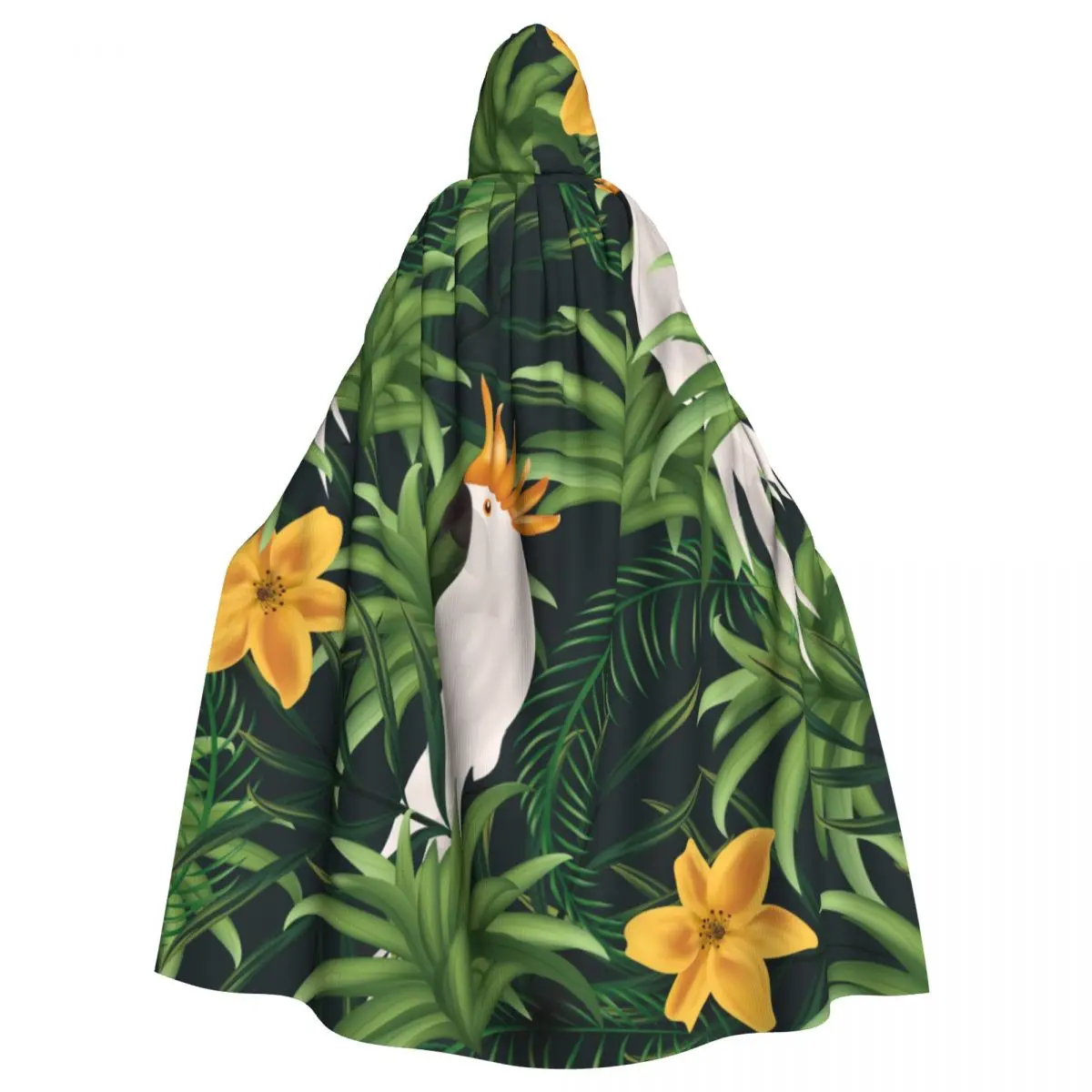 

Hooded Cloak Unisex Cloak with Hood Tropical Leaves Parrots Cloak Vampire Witch Cape Cosplay Costume