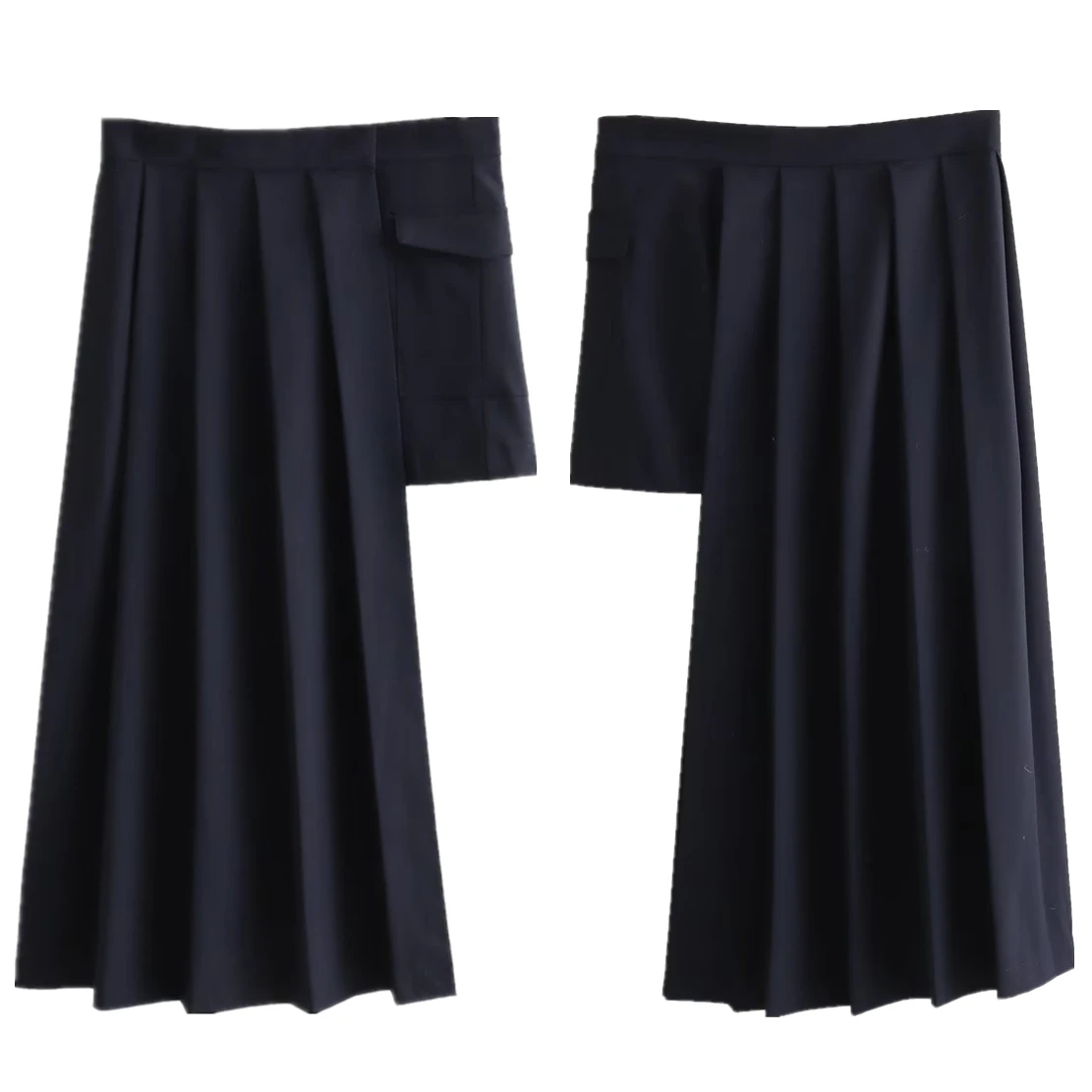 

Withered 2023 Autumn High Street Asymmetric Design High Waist Skirt Fashion Retro pPleated Midi Skirt For Women