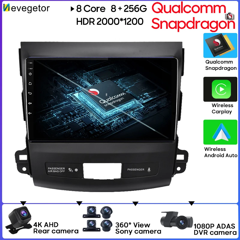 

Qualcomm Android 13 For Mitsubishi Outlander 2 For Citroen C-Crosser For Peugeot 4007 Car Radio Multimedia Player No 2din DVD BT