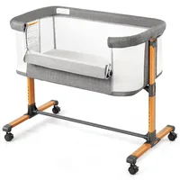 Baby Bassinet Bedside Bassinet, Baby Cradle with Machine-Washable Sheets, Four-Sided Breathable Mesh, 6 Height Adjustable 1