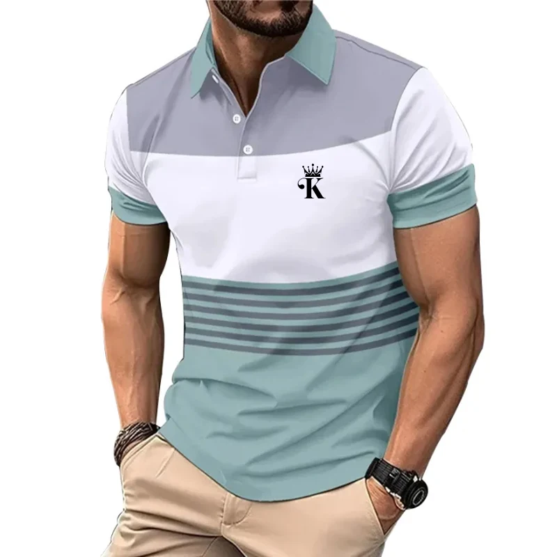 Men's Polo Shirt Business Casual Lapel Short Sleeve Fashion Modern Striped Zipper Summer Black White Polos Men's Clothing 6 S3de8659a652f4d18a5a935b74cfa5aa4j