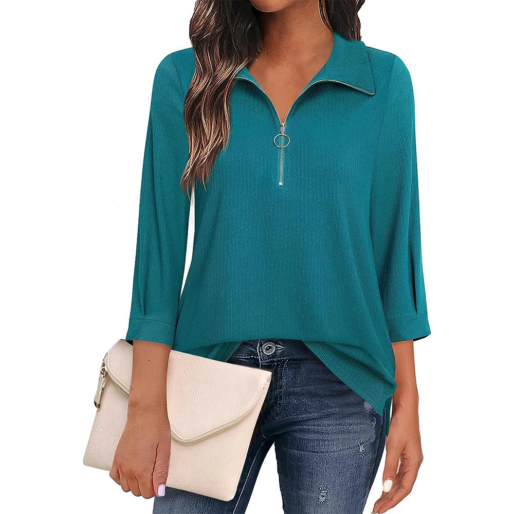 Casual Female Three Quarter Blouse Shirt