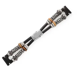 Handmade Retro Leather Watch Band - 20mm/22mm Adjustable Strap for Huawei GT2-2e 42mm (1 black)